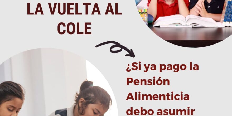 En la imagen se ve niños en el colegio con la frase la vuelta al cole