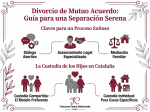 Imagen que explica claves para un divorcio mutuo acuerdo para una separación serena, infografía de una familia